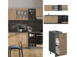 Vicco R-Line Küchenzeile Artisan Eiche/Anthrazit 240 cm ohne Arbeitsplatte ohne E-Geräte