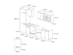 Vicco R-Line Küchenzeile Artisan-Eiche/Goldkraft Eiche 300 cm AP Eiche ohne E-Geräte