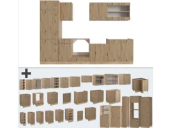 Vicco R-Line Küchenzeile Artisan-Eiche/Goldkraft Eiche 300 cm AP Eiche ohne E-Geräte