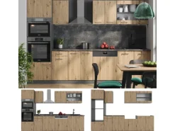 Vicco R-Line Küchenzeile Artisan Eiche/Anthrazit 300 cm mit HochschrankAP Eiche ohne E-Geräte