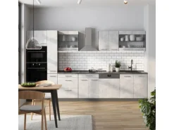 Vicco R-Line Küchenzeile Beton/Anthrazit 350 cm ohne Arbeitsplatte ohne E-Geräte