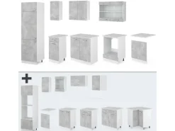 Vicco R-Line Küchenzeile Beton 300 cm AP Marmor ohne E-Geräte