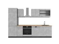 Vicco R-Line Küchenzeile Beton/Anthrazit 300 cm ohne Arbeitsplatte ohne E-Geräte