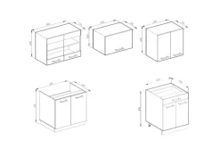 Vicco R-Line Küchenzeile Beton/Weiß 200 cm AP Anthrazit ohne E-Geräte