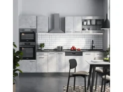 Vicco R-Line Küchenzeile Beton/Anthrazit 300 cm mit HochschrankAP Eiche ohne E-Geräte