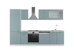 Vicco R-Line Küchenzeile Blau-Grau 300 cm AP Marmor ohne E-Geräte