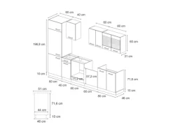 Vicco R-Line Küchenzeile Blau-Grau 300 cm AP Marmor ohne E-Geräte