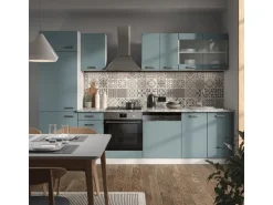 Vicco R-Line Küchenzeile Blau-Grau 300 cm AP Marmor ohne E-Geräte