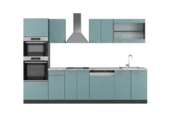 Vicco R-Line Küchenzeile Blau-Grau/Anthrazit 300 cm mit HochschrankAP Marmor ohne E-Geräte