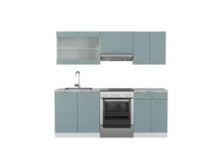 Vicco R-Line Küchenzeile Blau-Grau/Weiß 200 cm ohne Arbeitsplatte ohne E-Geräte