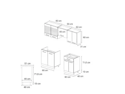 Vicco R-Line Küchenzeile Blau-Grau/Weiß 200 cm ohne Arbeitsplatte ohne E-Geräte