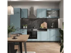 Vicco R-Line Küchenzeile Blau-Grau/Anthrazit 300 cm AP Anthrazit ohne E-Geräte