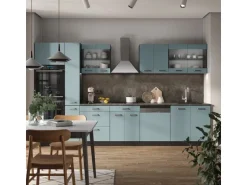 Vicco R-Line Küchenzeile Blau-Grau/Anthrazit 350 cm mit HochschrankAP Anthrazit ohne E-Geräte