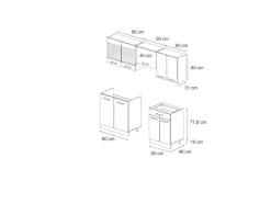 Vicco R-Line Küchenzeile Bordeaux Hochglanz/Weiß 200 cm AP Marmor ohne E-Geräte