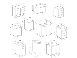Vicco R-Line Küchenzeile Edelgrau/Weiß 240 cm AP Eiche ohne E-Geräte