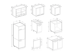 Vicco R-Line Küchenzeile Edelgrau/Weiß 300 cm ohne Arbeitsplatte ohne E-Geräte