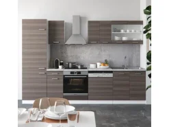 Vicco R-Line Küchenzeile Edelgrau/Weiß 300 cm ohne Arbeitsplatte ohne E-Geräte