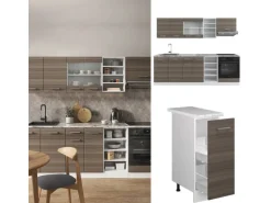 Vicco R-Line Küchenzeile Edelgrau/Weiß 240 cm AP Anthrazit ohne E-Geräte