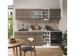 Vicco R-Line Küchenzeile Edelgrau/Weiß 240 cm AP Anthrazit ohne E-Geräte