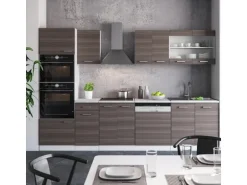 Vicco R-Line Küchenzeile Edelgrau/Weiß 300 cm mit HochschrankAP Anthrazit ohne E-Geräte