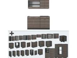 Vicco R-Line Küchenzeile Edelgrau/Anthrazit 140 cm AP Eiche ohne E-Geräte