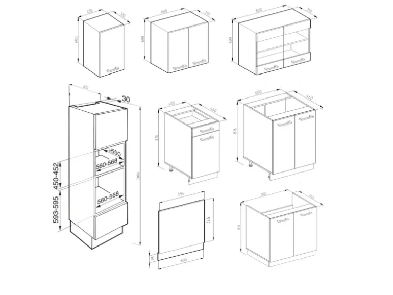 Vicco R-Line Küchenzeile Goldkraft Eiche/Anthrazit 300 cm mit HochschrankAP Marmor ohne E-Geräte