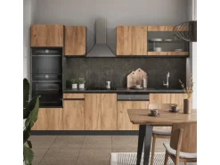 Vicco R-Line Küchenzeile Goldkraft Eiche/Anthrazit 300 cm mit HochschrankAP Eiche ohne E-Geräte