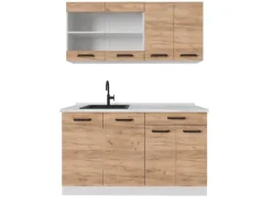 Vicco R-Line Küchenzeile Goldkraft Eiche/Weiß 140 cm AP Eiche ohne E-Geräte