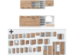 Vicco R-Line Küchenzeile Goldkraft Eiche/Weiß 240 cm AP Eiche ohne E-Geräte