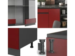 Vicco R-Line Küchenzeile Rot/Anthrazit 240 cm AP Anthrazit ohne E-Geräte