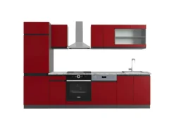 Vicco R-Line Küchenzeile Rot/Anthrazit 300 cm AP Marmor ohne E-Geräte