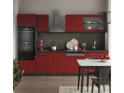 Vicco R-Line Küchenzeile Rot/Anthrazit 300 cm mit HochschrankAP Marmor ohne E-Geräte