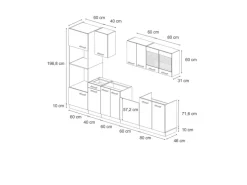 Vicco R-Line Küchenzeile Schwarz Hochglanz/Anthrazit 300 cm mit HochschrankAP Marmor ohne E-Geräte