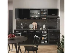 Vicco R-Line Küchenzeile Schwarz Hochglanz/Anthrazit 240 cm ohne Arbeitsplatte ohne E-Geräte