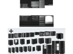 Vicco R-Line Küchenzeile Schwarz Hochglanz/Anthrazit 240 cm ohne Arbeitsplatte ohne E-Geräte