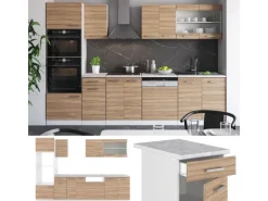 Vicco R-Line Küchenzeile Sonoma 300 cm mit HochschrankAP Marmor ohne E-Geräte