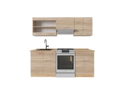 Vicco R-Line Küchenzeile Sonoma/Goldkraft Eiche 200 cm AP Eiche ohne E-Geräte