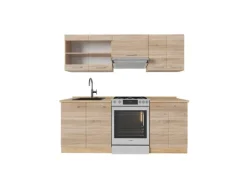 Vicco R-Line Küchenzeile Sonoma/Goldkraft Eiche 200 cm ohne Arbeitsplatte ohne E-Geräte