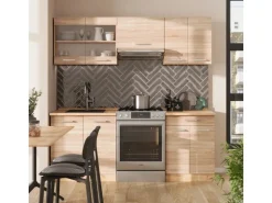 Vicco R-Line Küchenzeile Sonoma/Goldkraft Eiche 200 cm ohne Arbeitsplatte ohne E-Geräte