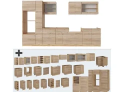 Vicco R-Line Küchenzeile Sonoma/Goldkraft Eiche 350 cm ohne Arbeitsplatte ohne E-Geräte