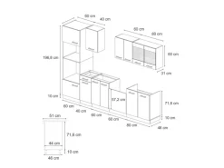 Vicco R-Line Küchenzeile Weiß Landhaus/Goldkraft Eiche 300 cm mit HochschrankAP Eiche ohne E-Geräte