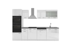 Vicco R-Line Küchenzeile Weiß Hochglanz/Weiß 300 cm mit HochschrankAP Anthrazit ohne E-Geräte