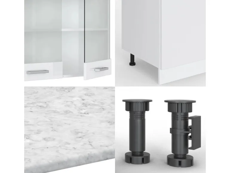 Vicco R-Line Küchenzeile Weiß Hochglanz/Weiß 300 cm mit HochschrankAP Anthrazit ohne E-Geräte