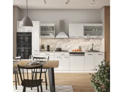 Vicco R-Line Küchenzeile Weiß Hochglanz/Weiß 350 cm mit HochschrankAP Eiche ohne E-Geräte