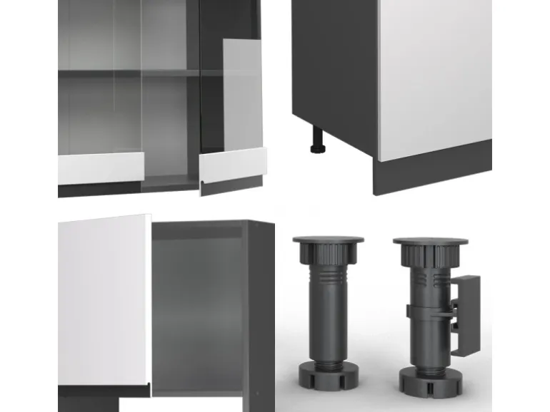 Vicco R-Line Küchenzeile Weiß/Anthrazit 300 cm mit HochschrankAP Eiche ohne E-Geräte