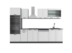 Vicco R-Line Küchenzeile Weiß Landhaus/Anthrazit 300 cm mit HochschrankAP Anthrazit ohne E-Geräte