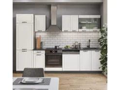 Vicco R-Line Küchenzeile Weiß Landhaus/Anthrazit 300 cm AP Eiche ohne E-Geräte