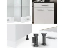 Vicco R-Line Küchenzeile Weiß Hochglanz/Weiß 200 cm ohne Arbeitsplatte ohne E-Geräte