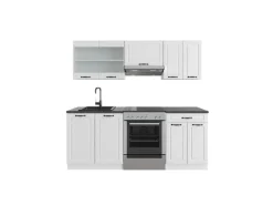 Vicco R-Line Küchenzeile Weiß Landhaus/Weiß 200 cm ohne Arbeitsplatte ohne E-Geräte