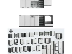 Vicco R-Line Küchenzeile Weiß Landhaus/Anthrazit 240 cm ohne Arbeitsplatte ohne E-Geräte